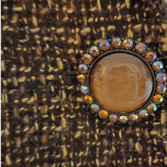 Jones New York brown and cream jacket blazer wool blend 1-button snap closure 12 - Picture 9 of 15